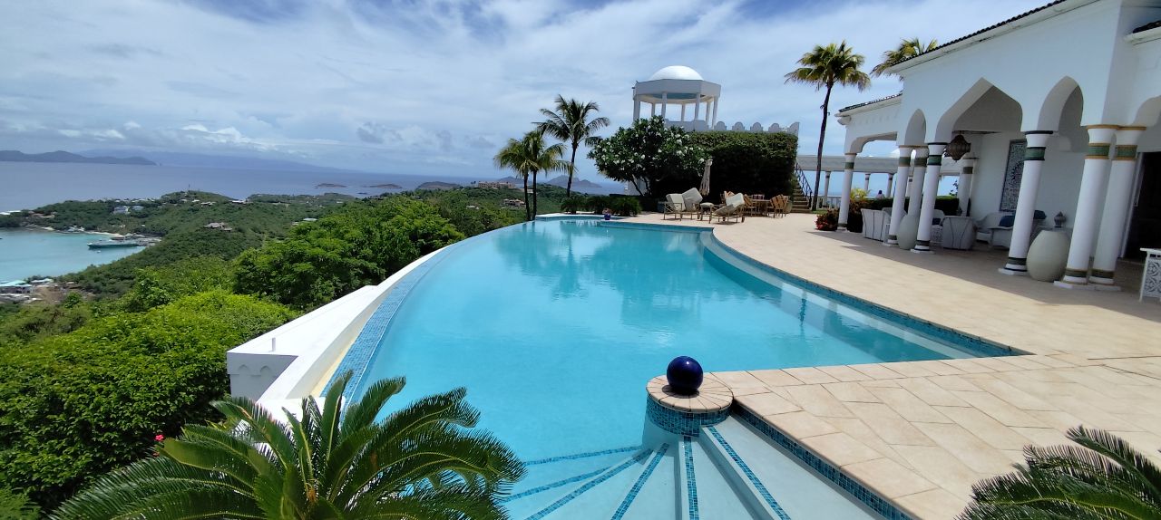 Tropical pool at sunset in St. Vincent